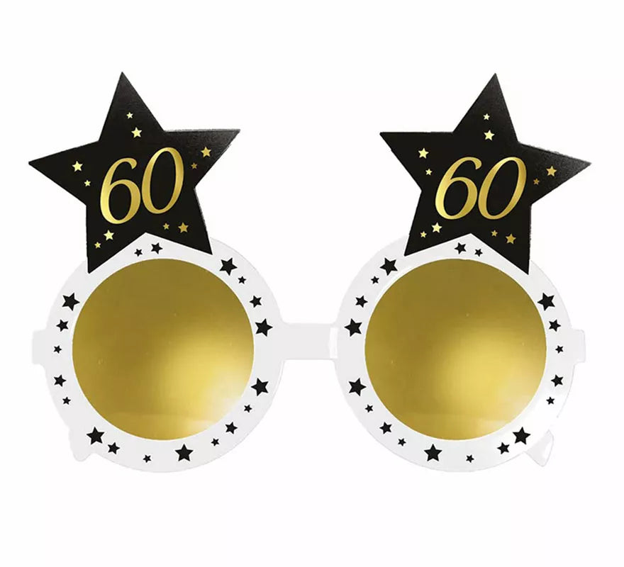 Gafas Blancas con Estrellas 60 Años Cumpleaños y Aniversarios