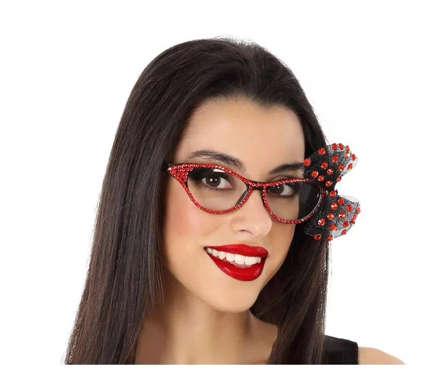 Translation missing: pt-PT.Gafas Brillantes Rojas con Lazo