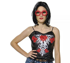 Óculos de Catrina Rosas vermelhas