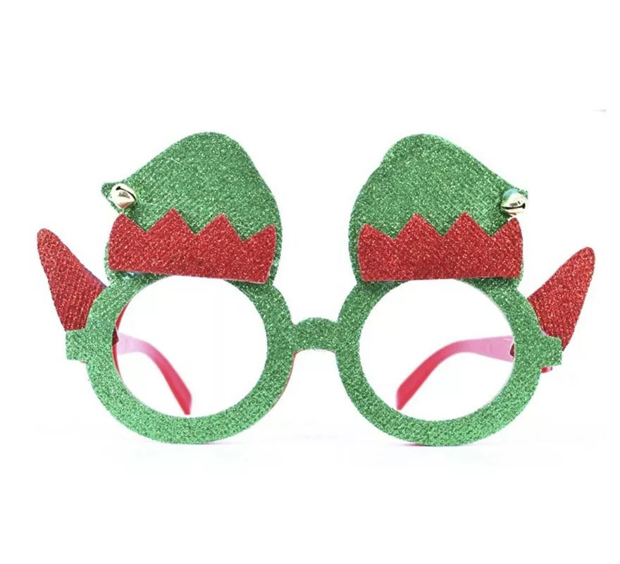 Translation missing: pt-PT.Gafas de Elfo Ayudante de Papá Noel con brillantina