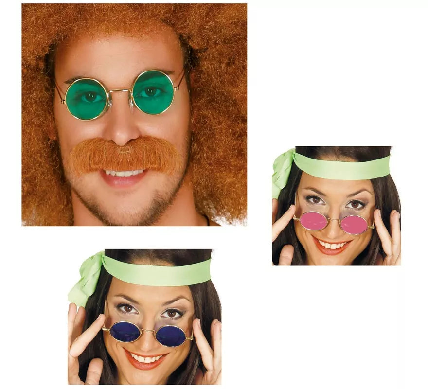 Translation missing: pt-PT.Gafas de Hippie circulares en varios colores adulto
