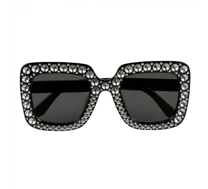 Translation missing: pt-PT.Gafas Disco negras con piedras plateadas
