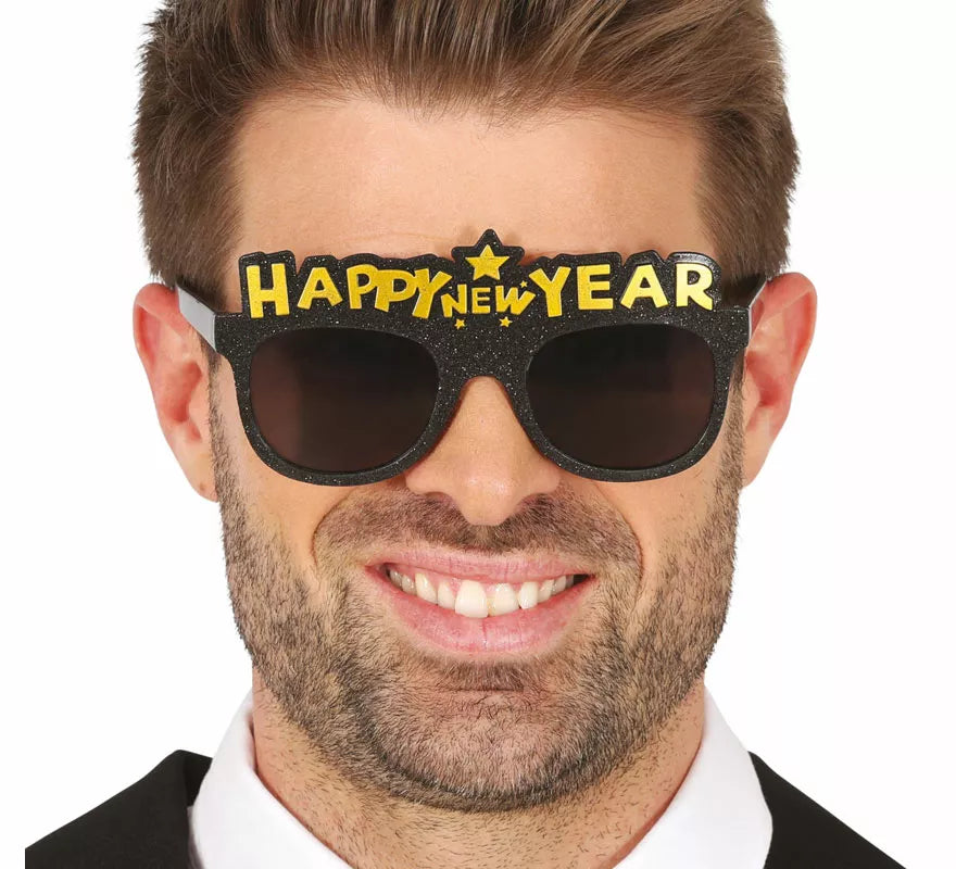Translation missing: pt-PT.Gafas Happy New Year negras adulto
