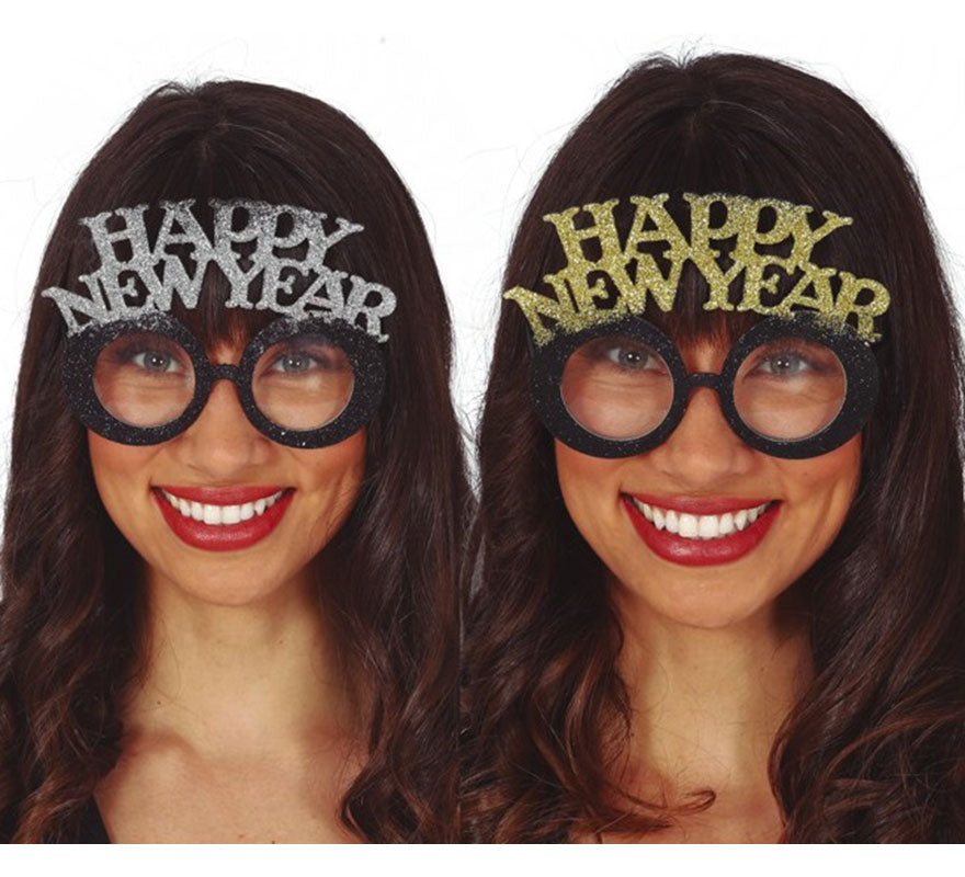 Translation missing: pt-PT.Gafas 'Happy New Year' Plata y Oro Surtido