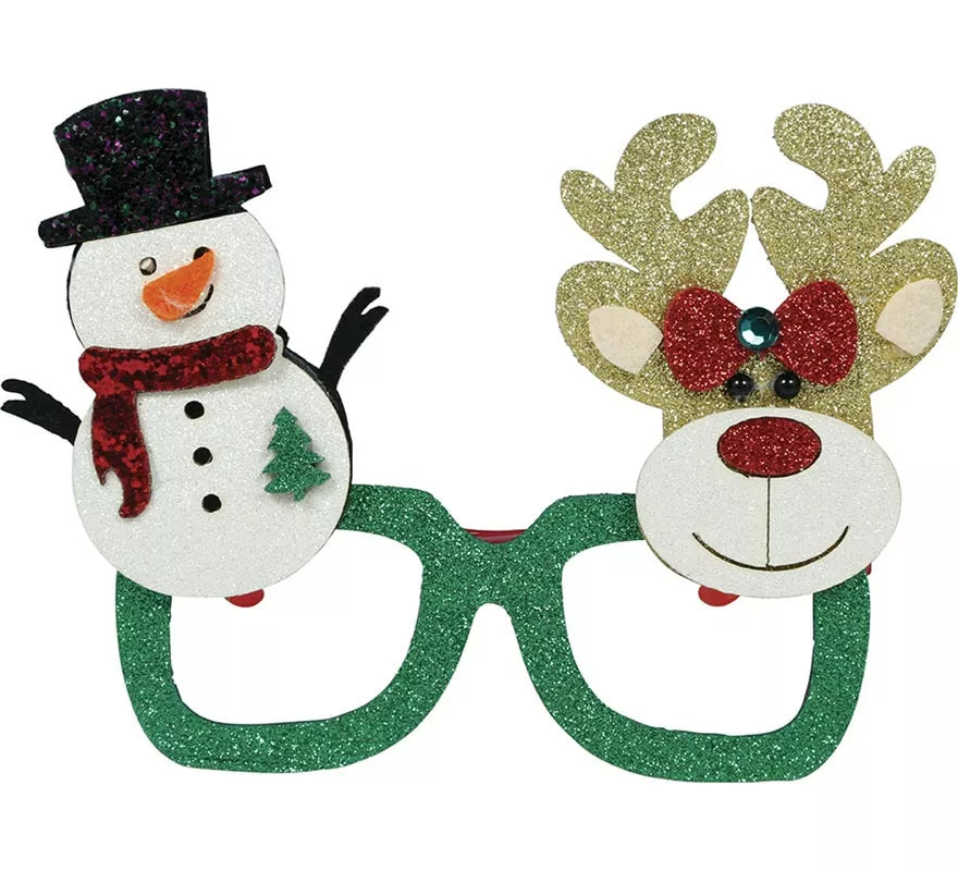 Gafas Navideñas de Muñeco de Nieve y Reno