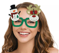 Óculos de Natal boneco de neve e renas