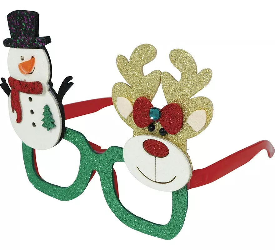 Gafas Navideñas de Muñeco de Nieve y Reno
