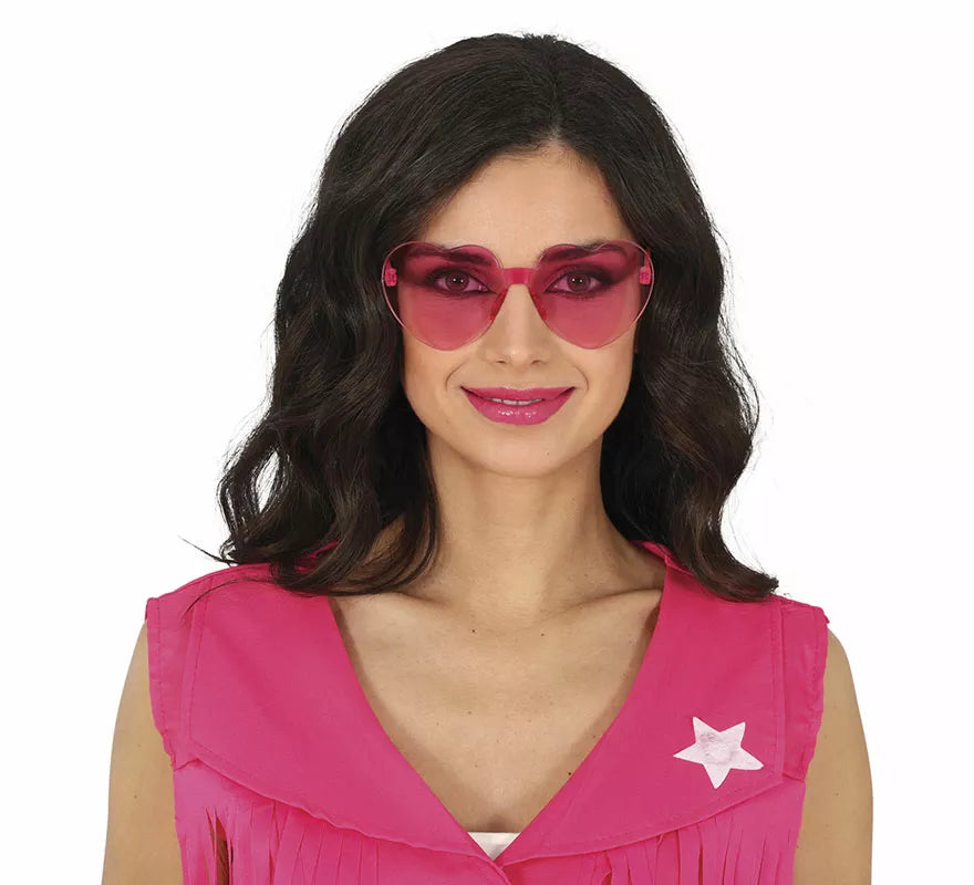 Gafas Transparentes de Corazón rosa