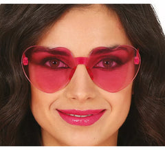 Óculos Transparentes Coração Rosa