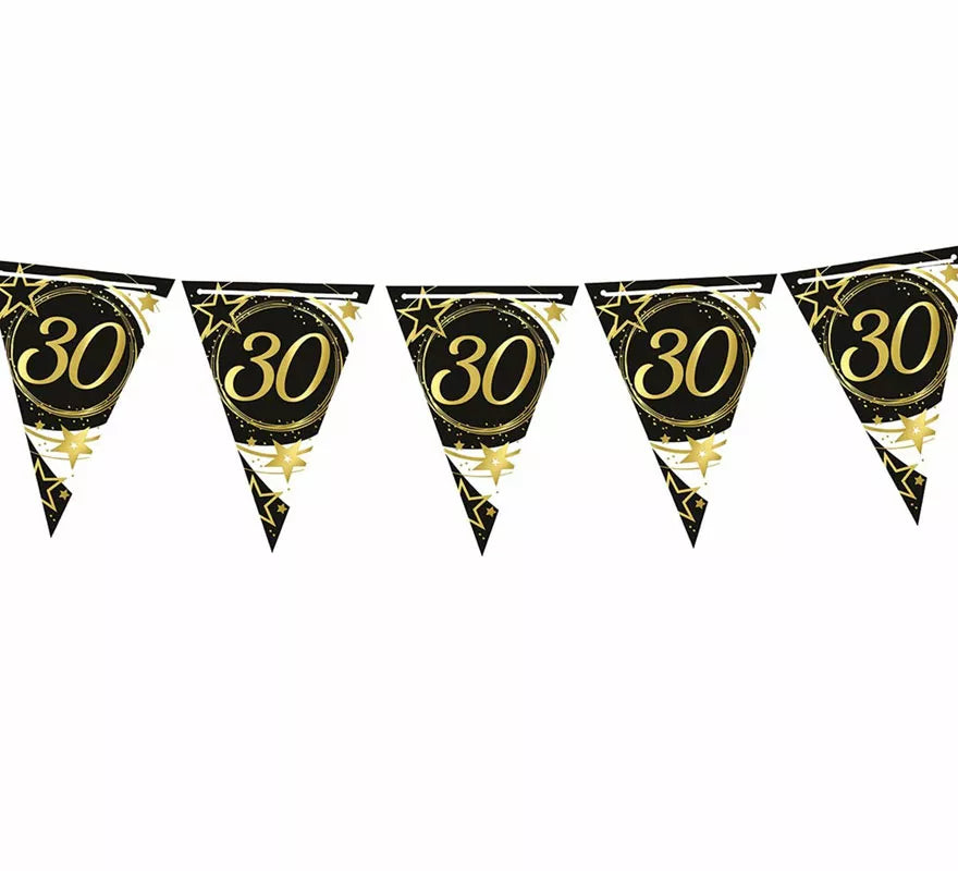 Gallardete 30 Años Cumpleaños y Aniversarios de Papel de 300 cm 19X27 cm