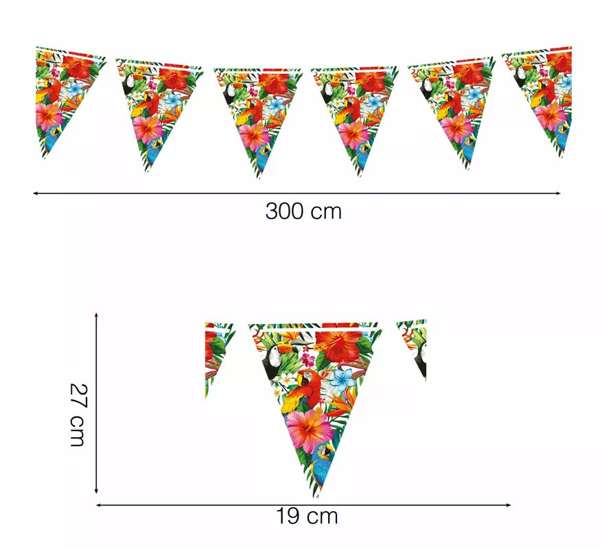 Gallardete Estampado de Hawai Papel de 300 cm 19X27 cm