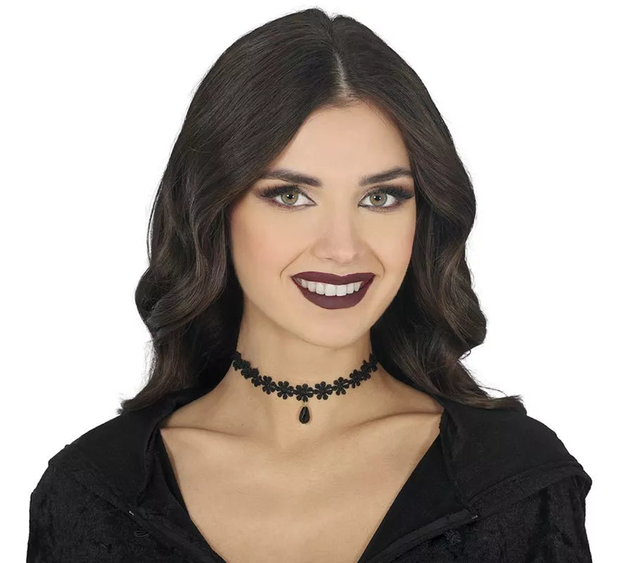 Translation missing: pt-PT.Gargantilla Bordada con Flores negra