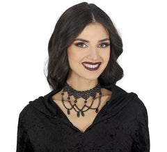 Gargantilha bordada com strass preto