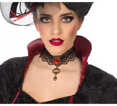 Gargantilha com Renda e Pedras Preciosas de Vampiresa