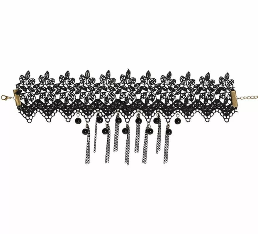 Translation missing: pt-PT.Gargantilla con Perlas negras y Cadenas