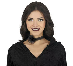 Gargantilha de rosa preta