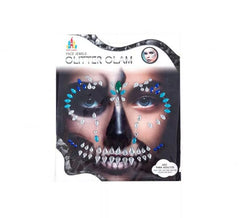 Gemas faciais adesivas de caveira azul