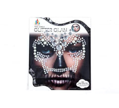 Gemas faciais adesivas de caveira brilhante