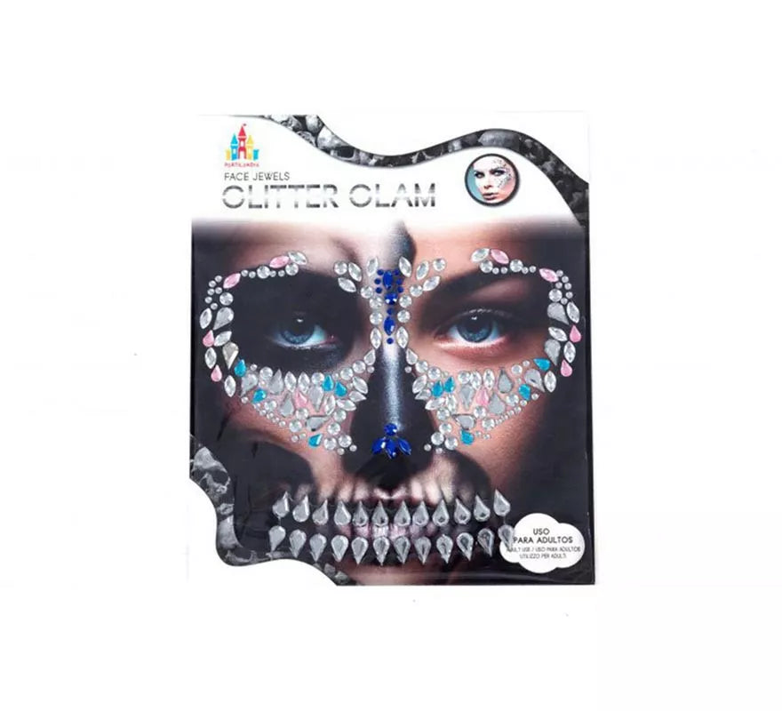 Translation missing: pt-PT.Gemas Faciales Adhesivas Calavera rosa y turquesa