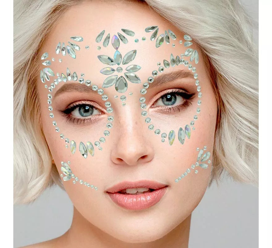 Translation missing: pt-PT.Gemas Faciales Adhesivas de Catrina Día de Los Muertos con Diamante