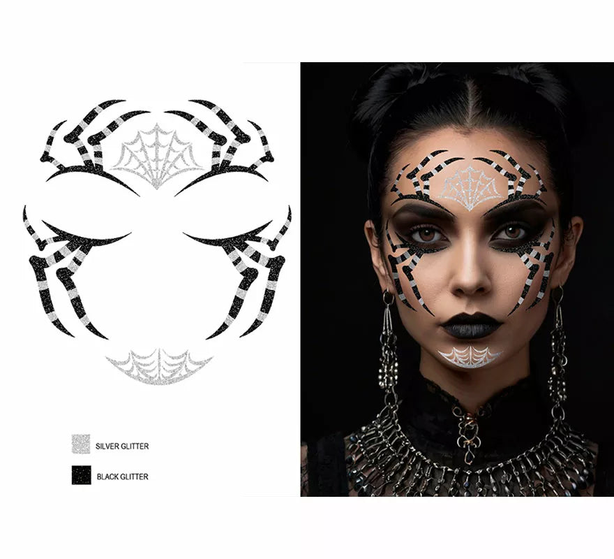 Translation missing: pt-PT.Glitter Face Araña negra de 13x15 cm