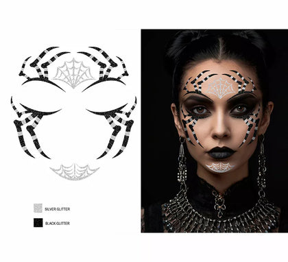 Glitter Face Araña negra de 13x15 cm