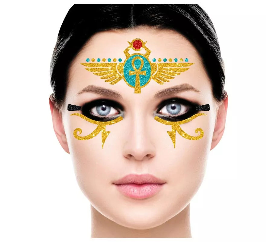 Translation missing: pt-PT.Glitter Face Egipcia dorado y azul