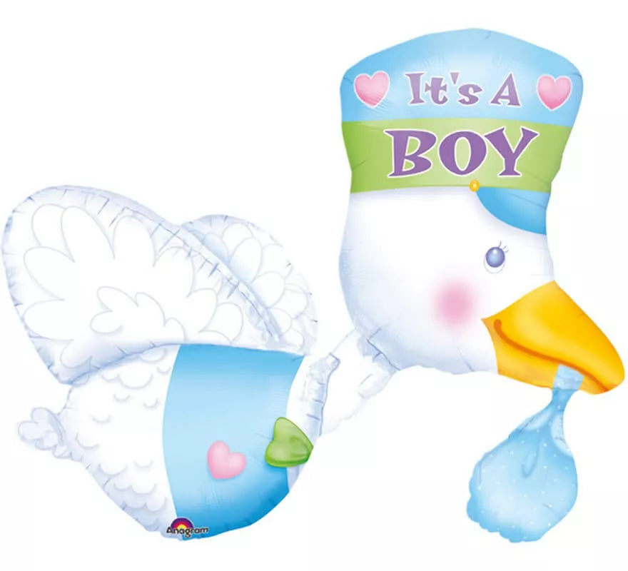 Translation missing: pt-PT.Globo Cigüeña con Bebé niño de 58x81 cm