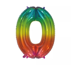 Balão de alumínio transparente número 0 arco-íris de 75 cm