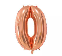 Balão de folha de ouro rosa número 0 de 66 cm
