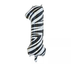 Balão de Alumínio Número 1 Zebra Cor 86 cm
