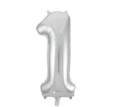 Balão Foil Número 1 Cor Prata de 86 cm