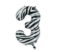 Balão Foil Número 3 Zebra Cor 86 cm