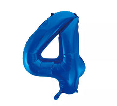Balão Foil Número 4 Cor Azul 86 cm