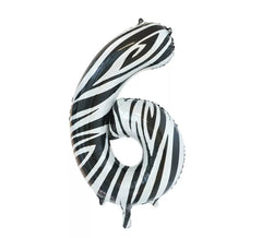 Balão Foil Número 6 Zebra Cor 86 cm
