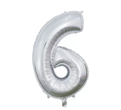Balão Foil de Prata Número 6 de 66 cm
