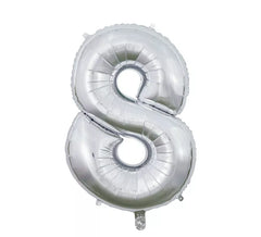 Balão Foil de Prata Número 8 de 66 cm