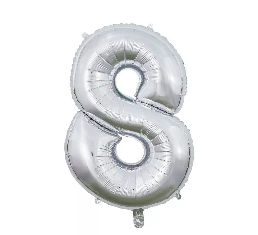 Translation missing: pt-PT.Globo de Foil Número 8 color Plata de 66 cm