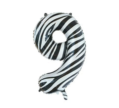 Balão Foil Número 9 Zebra Cor 86 cm