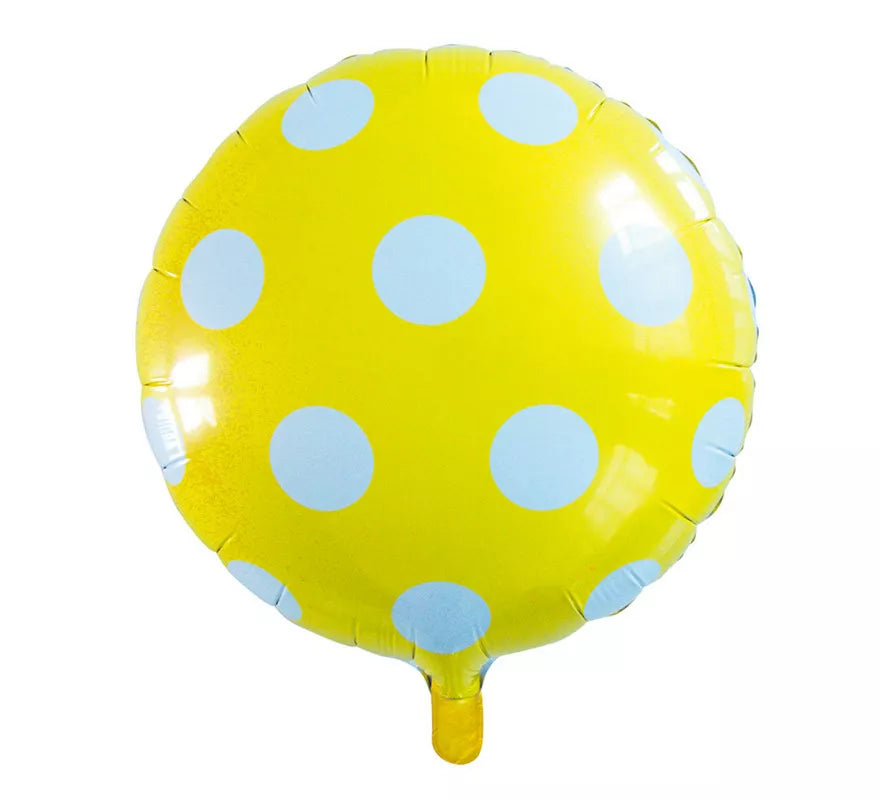 Translation missing: pt-PT.Globo de Foil Redondo Lunares Amarillo de 46 cm