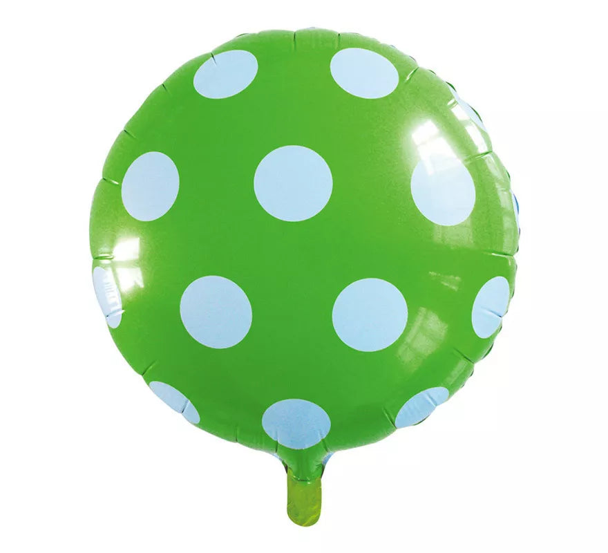 Translation missing: pt-PT.Globo de Foil Redondo Lunares Verde Manzana de 46 cm