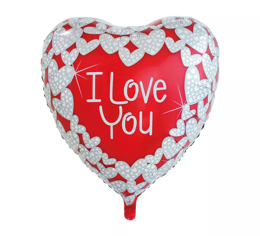 Translation missing: pt-PT.Globo de Foil XL Corazón I Love You Rojo &amp; Blanco de 92 cm