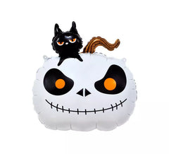 Balão Foil de Abóbora com gato e base 56x65 cm