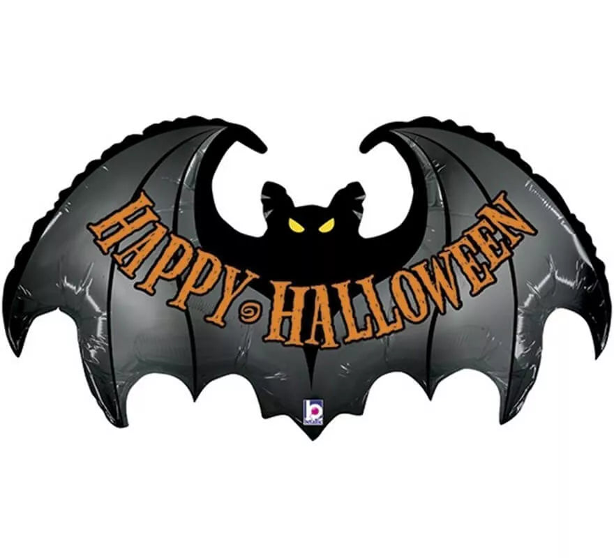 Translation missing: pt-PT.Globo Foil Metalizado de Murciélago Happy Halloween de 106 cm