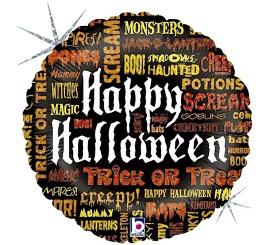 Translation missing: pt-PT.Globo Foil Metalizado Frases de Halloween de 45 cm
