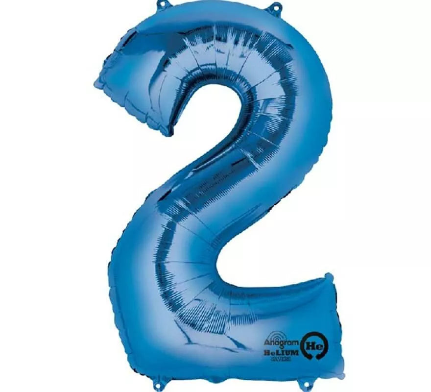 Translation missing: pt-PT.Globo metalizado Azul número 2 de 86 cm de altura