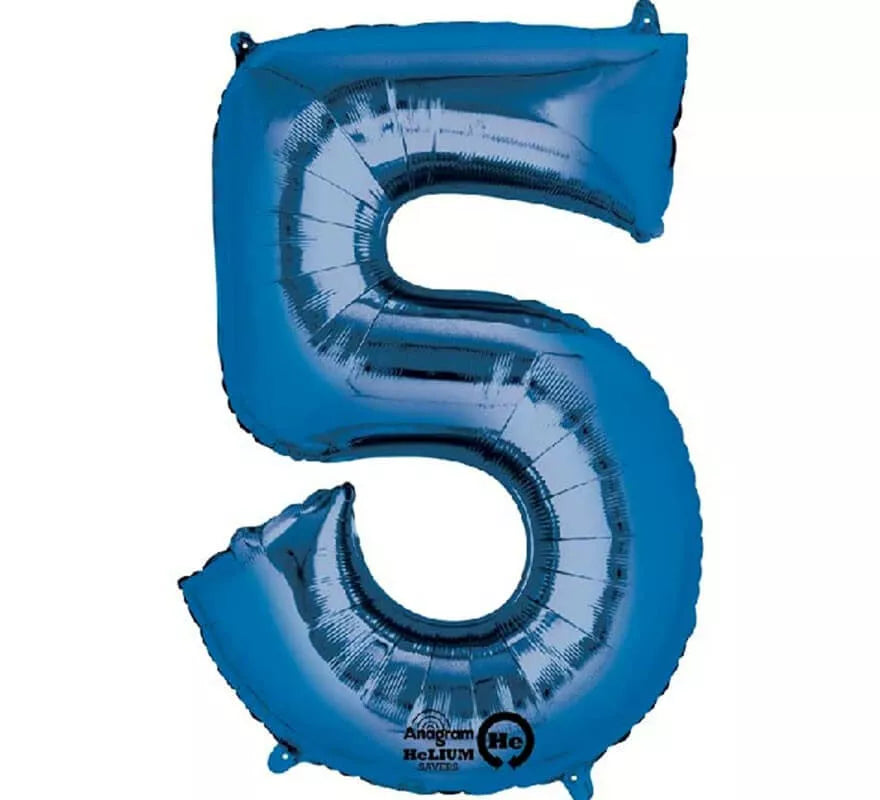Translation missing: pt-PT.Globo metalizado Azul número 5 de 86 cm de altura