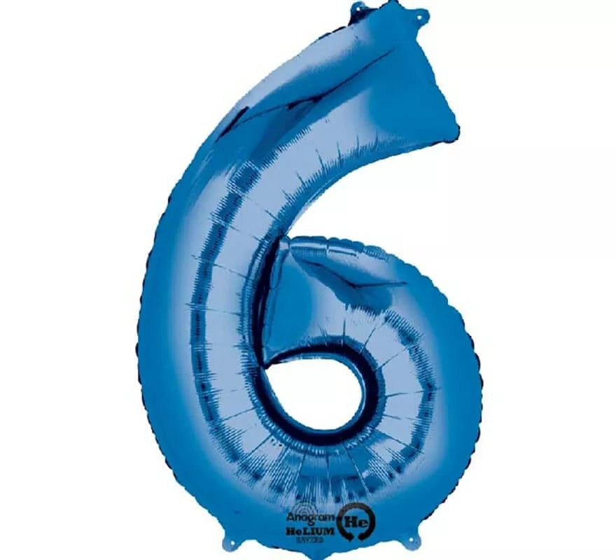 Translation missing: pt-PT.Globo metalizado Azul número 6 de 86 cm de altura