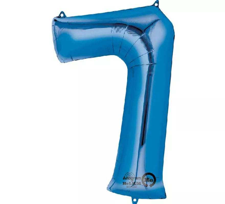 Translation missing: pt-PT.Globo metalizado Azul número 7 de 86 cm de altura