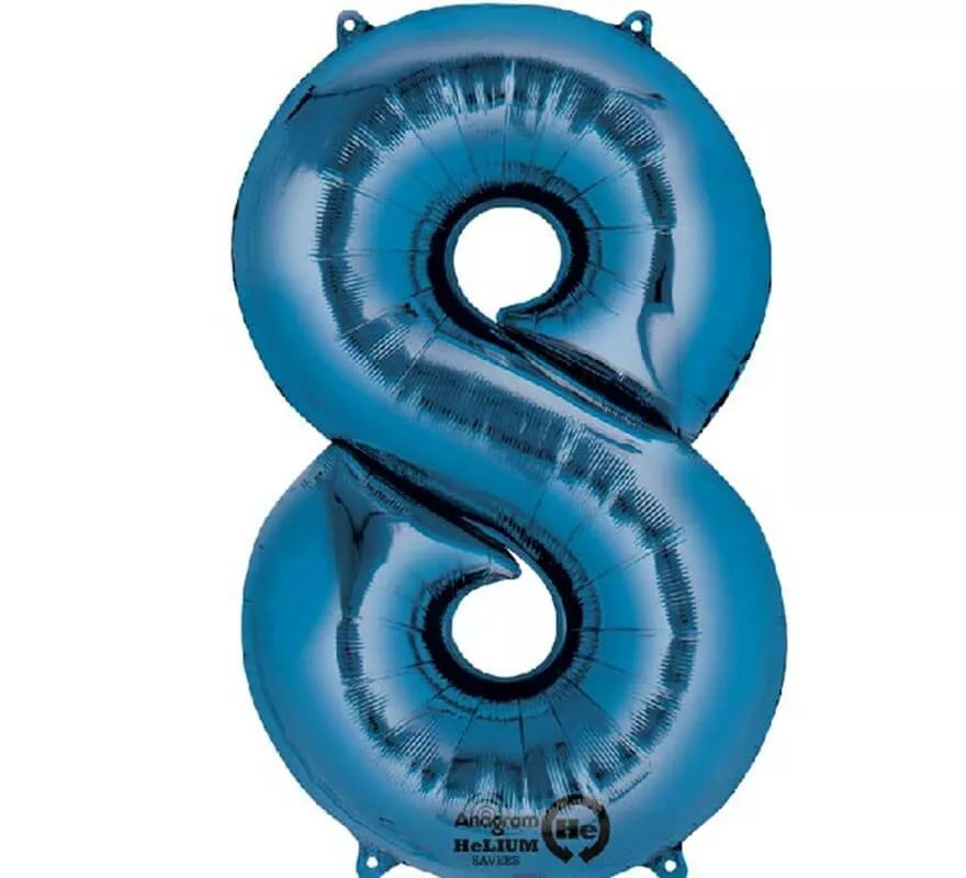 Translation missing: pt-PT.Globo metalizado Azul número 8 de 86 cm de altura